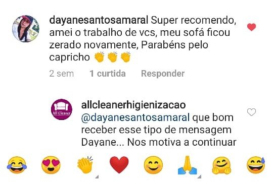 Print de elogio de cliente da All Cleaner